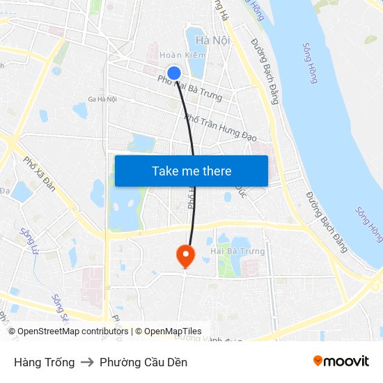 Hàng Trống to Phường Cầu Dền map
