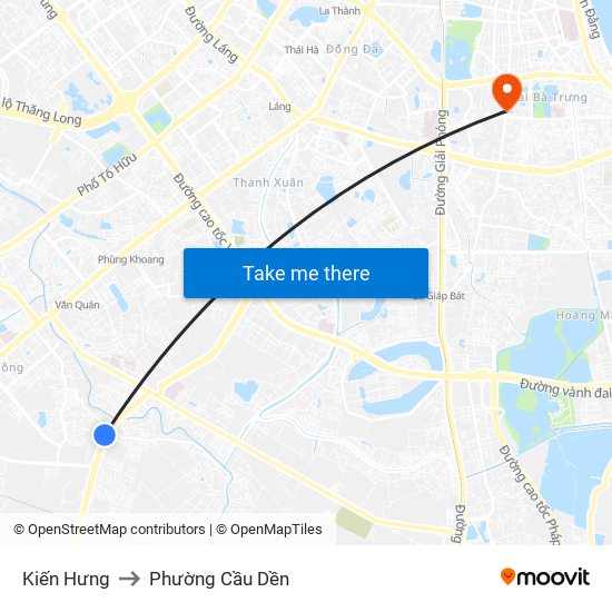 Kiến Hưng to Phường Cầu Dền map