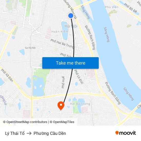 Lý Thái Tổ to Phường Cầu Dền map