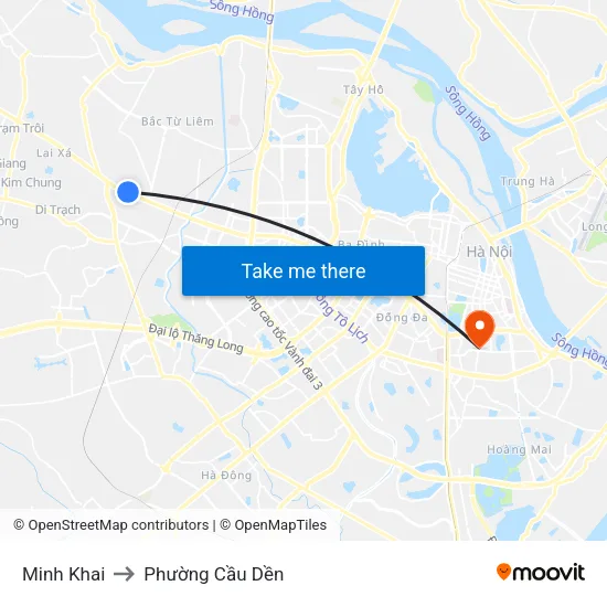 Minh Khai to Phường Cầu Dền map