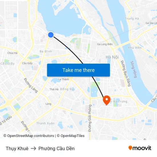Thụy Khuê to Phường Cầu Dền map