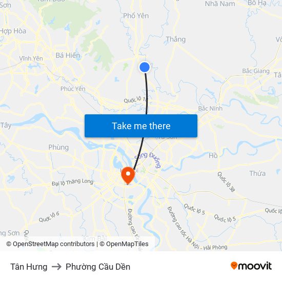 Tân Hưng to Phường Cầu Dền map