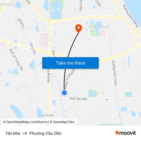 Tân Mai to Phường Cầu Dền map