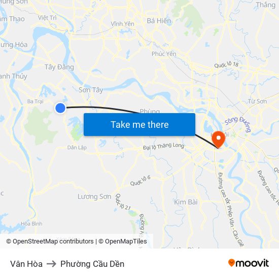 Vân Hòa to Phường Cầu Dền map