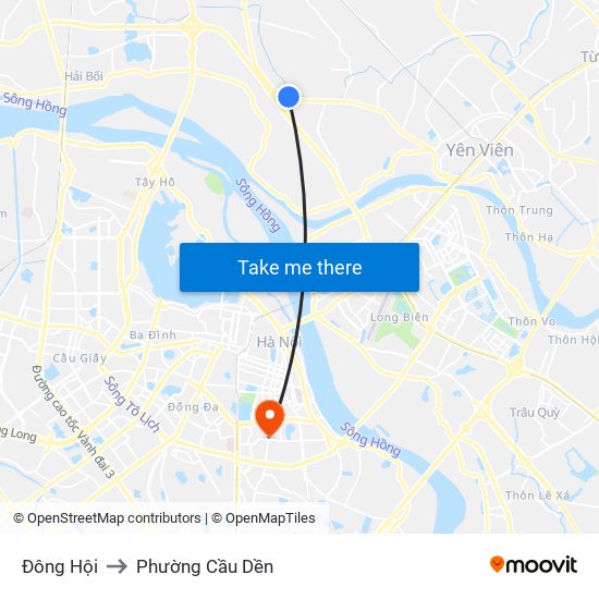 Đông Hội to Phường Cầu Dền map