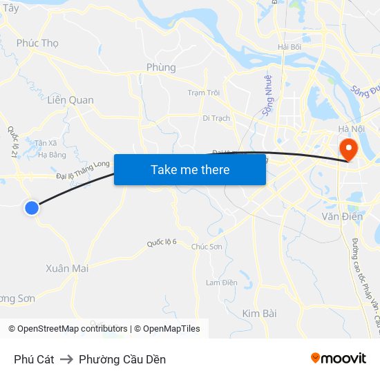 Phú Cát to Phường Cầu Dền map