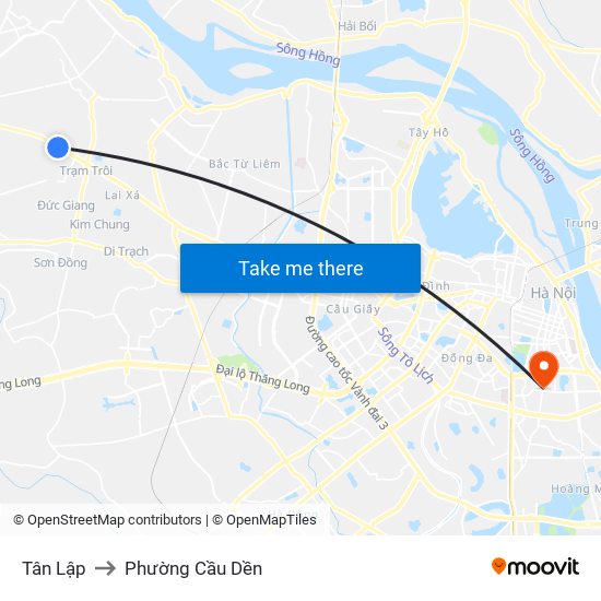 Tân Lập to Phường Cầu Dền map