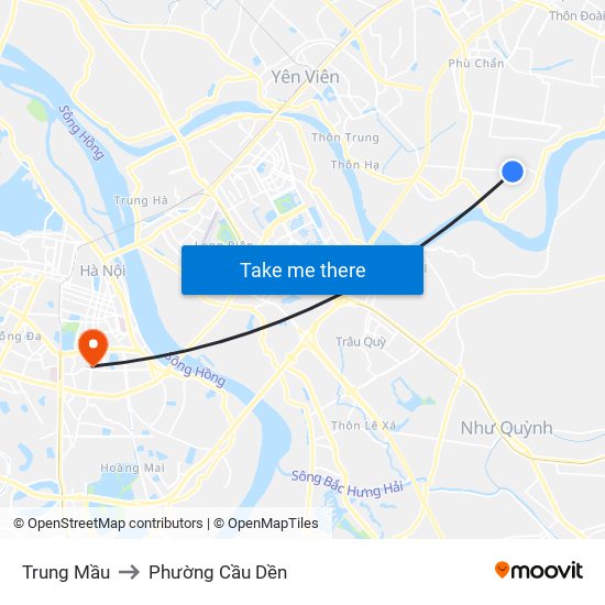 Trung Mầu to Phường Cầu Dền map