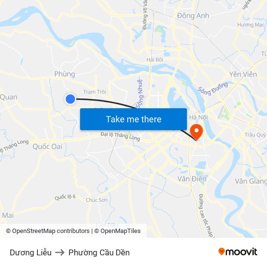 Dương Liễu to Phường Cầu Dền map