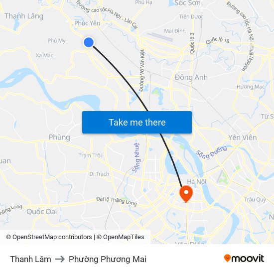 Thanh Lâm to Phường Phương Mai map