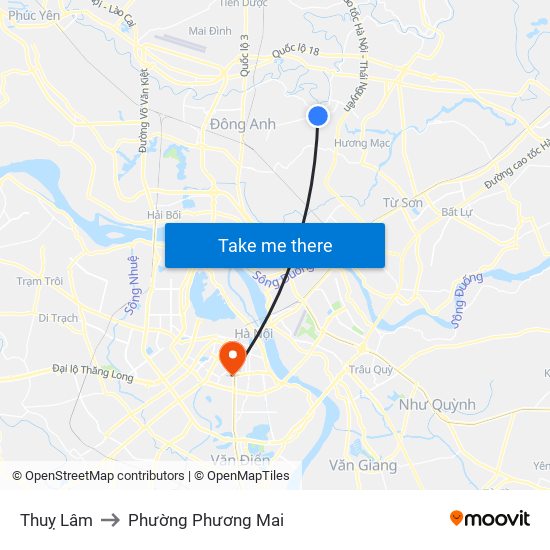 Thuỵ Lâm to Phường Phương Mai map