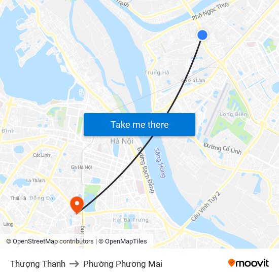 Thượng Thanh to Phường Phương Mai map