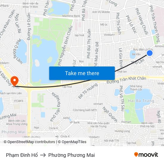 Phạm Đình Hổ to Phường Phương Mai map