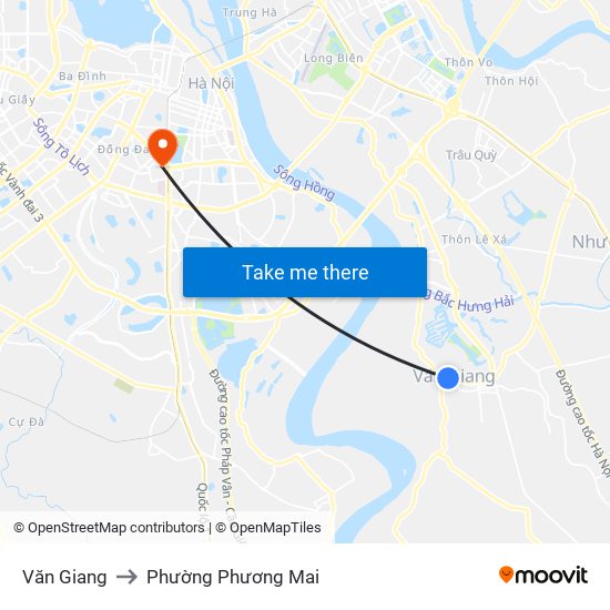 Văn Giang to Phường Phương Mai map