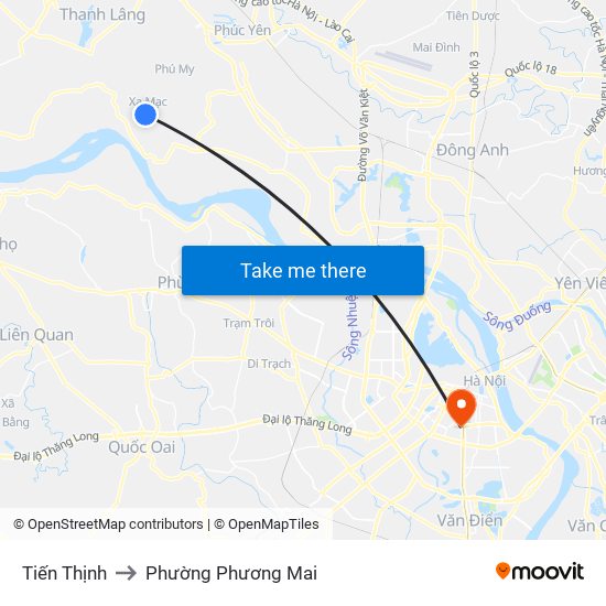 Tiến Thịnh to Phường Phương Mai map