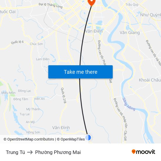 Trung Tú to Phường Phương Mai map