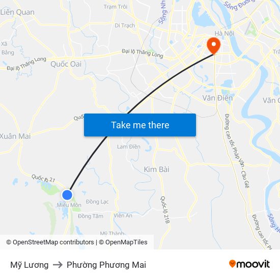 Mỹ Lương to Phường Phương Mai map