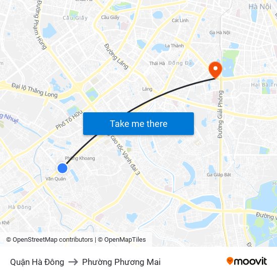 Quận Hà Đông to Phường Phương Mai map