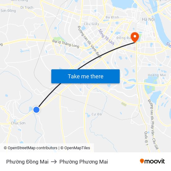 Phường Đồng Mai to Phường Phương Mai map