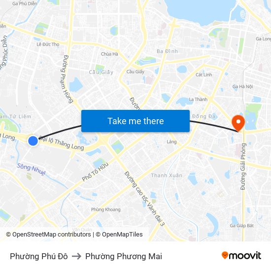 Phường Phú Đô to Phường Phương Mai map