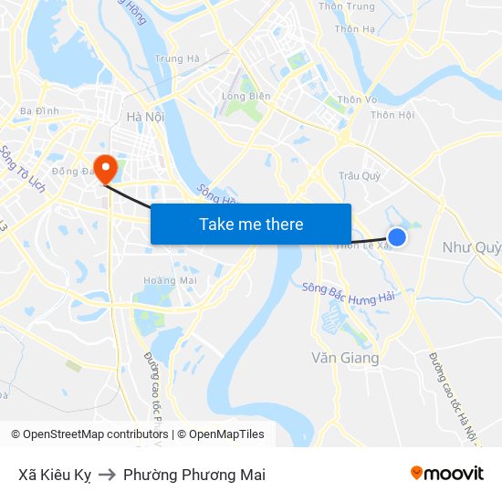 Xã Kiêu Kỵ to Phường Phương Mai map