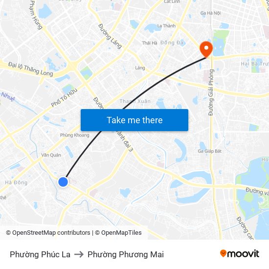 Phường Phúc La to Phường Phương Mai map