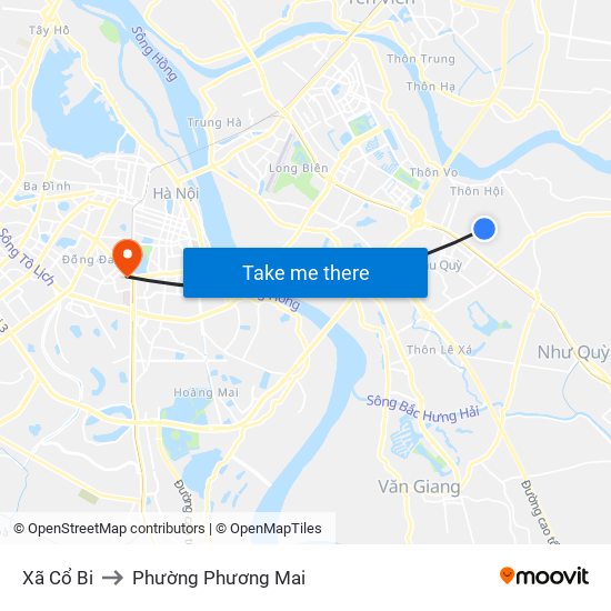 Xã Cổ Bi to Phường Phương Mai map