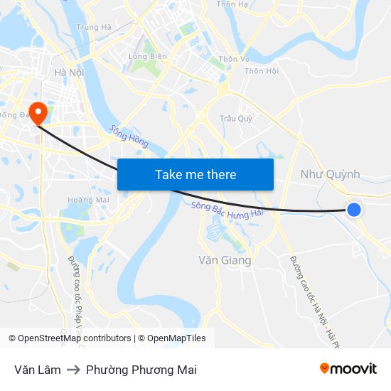 Văn Lâm to Phường Phương Mai map