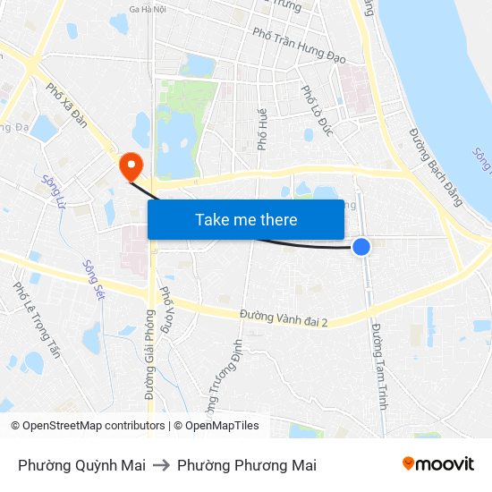 Phường Quỳnh Mai to Phường Phương Mai map