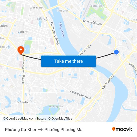 Phường Cự Khối to Phường Phương Mai map