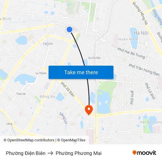 Phường Điện Biên to Phường Phương Mai map