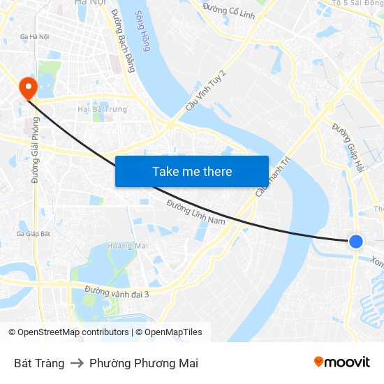 Bát Tràng to Phường Phương Mai map