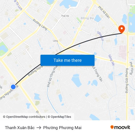 Thanh Xuân Bắc to Phường Phương Mai map