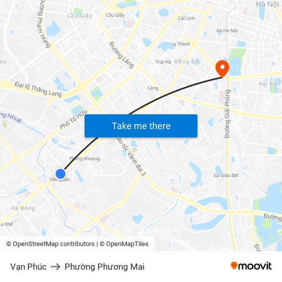 Vạn Phúc to Phường Phương Mai map