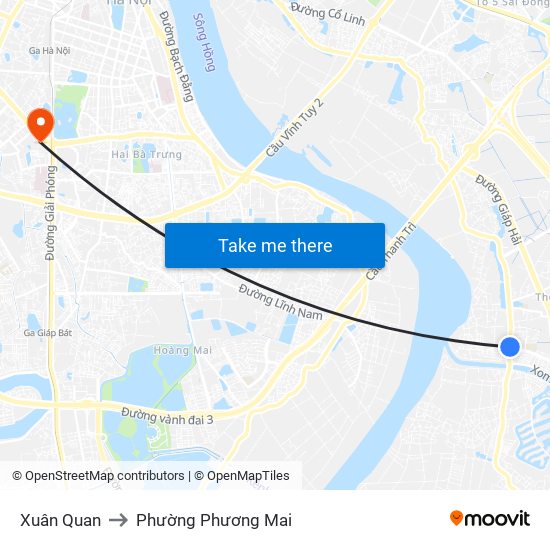 Xuân Quan to Phường Phương Mai map