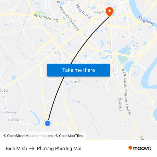 Bình Minh to Phường Phương Mai map