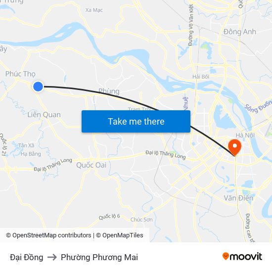 Đại Đồng to Phường Phương Mai map