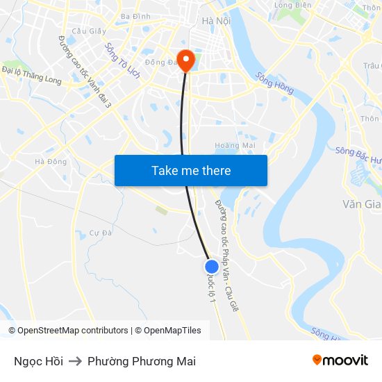 Ngọc Hồi to Phường Phương Mai map