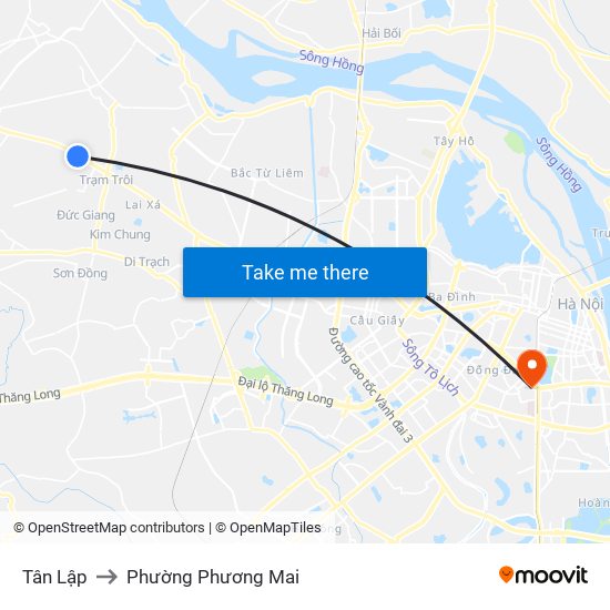 Tân Lập to Phường Phương Mai map