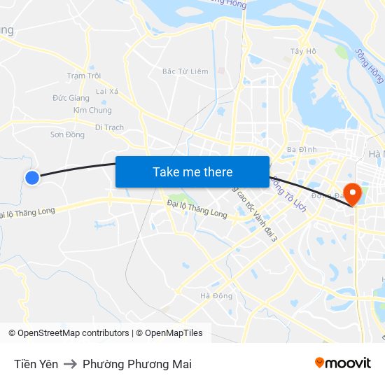 Tiền Yên to Phường Phương Mai map