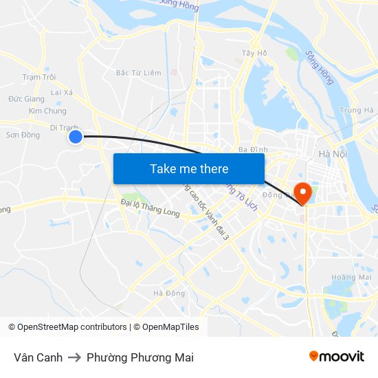 Vân Canh to Phường Phương Mai map