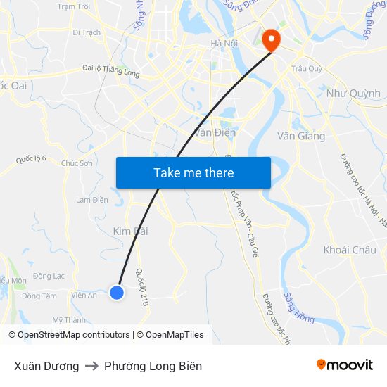 Xuân Dương to Phường Long Biên map