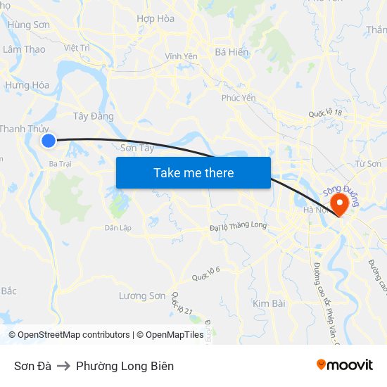 Sơn Đà to Phường Long Biên map