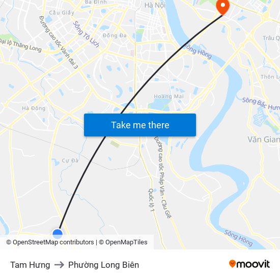 Tam Hưng to Phường Long Biên map