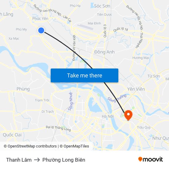 Thanh Lâm to Phường Long Biên map
