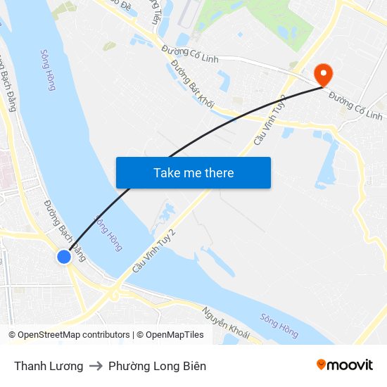 Thanh Lương to Phường Long Biên map