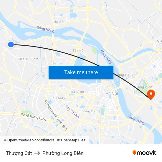 Thượng Cát to Phường Long Biên map