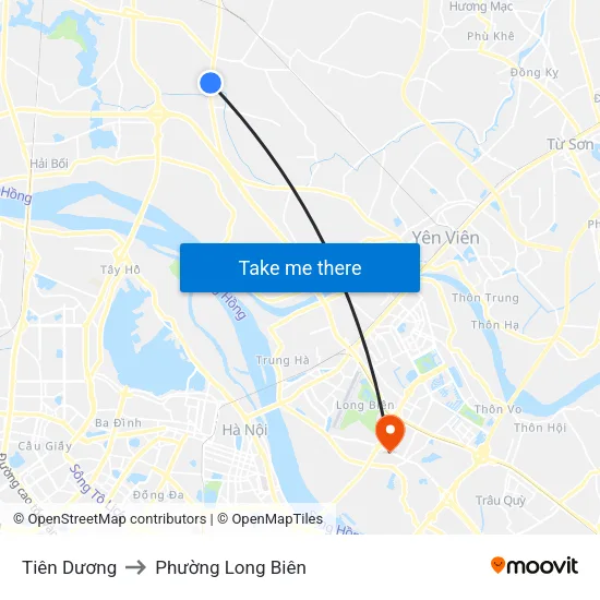 Tiên Dương to Phường Long Biên map