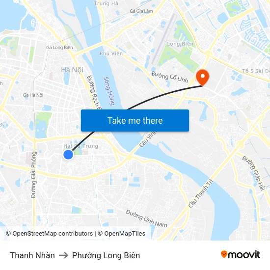 Thanh Nhàn to Phường Long Biên map