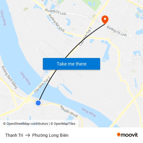 Thanh Trì to Phường Long Biên map